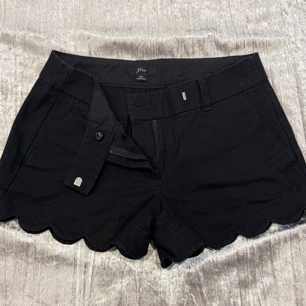 J. Crew Black High Waist Scalloped Shorts